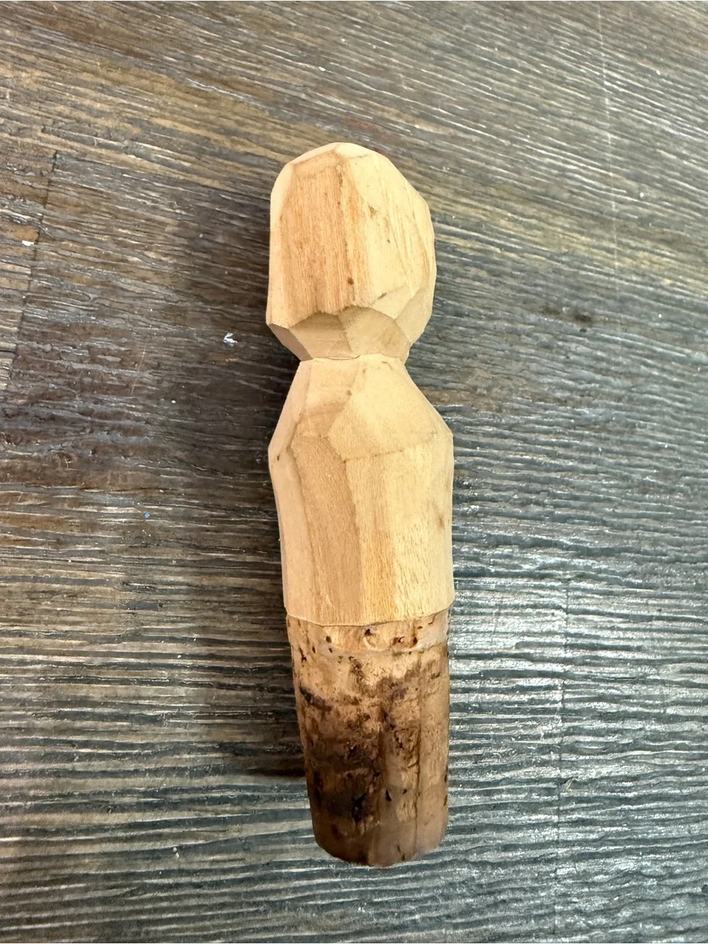 Hand-Carved Wooden Bottle Stopper - Natural Wood